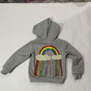 Lola + The Boys Gray Hoodie with Sequin Rainbow